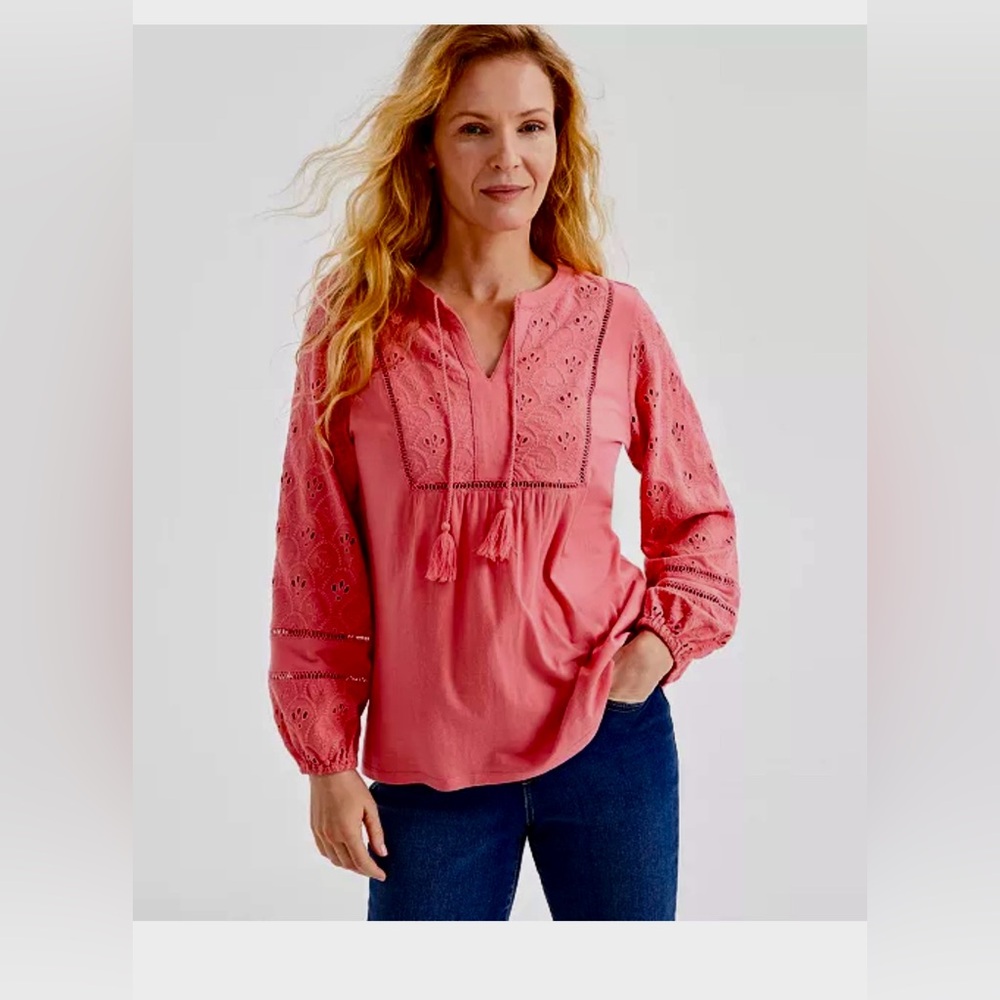 Women's Pink Embroidered Top